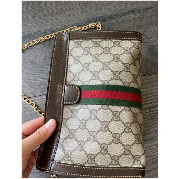 Authentic GUCCI GG Web Sherry Crossbody Bag Purse - Picture 7 of 9